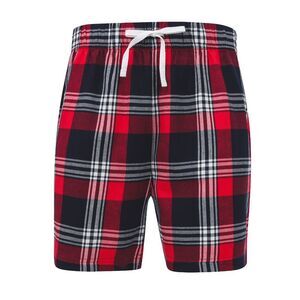 Skinni Fit Mens Tartan Lounge Shorts / Red/Navy Check